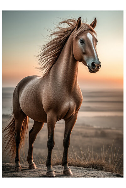 Bedeko Kahverengi At Resmi Mdf Ahşap Tablo