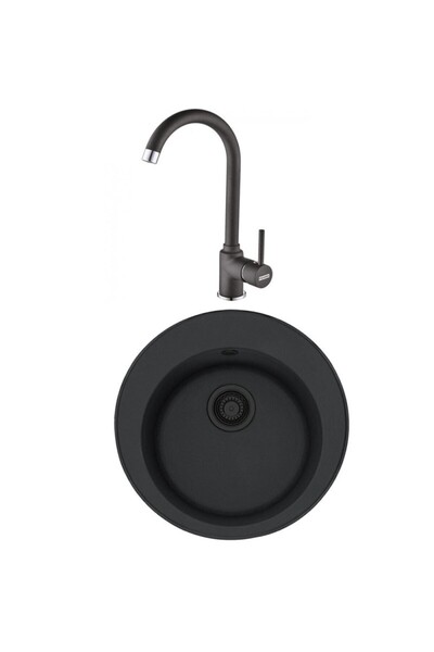 Franke Fragranite Sink Package ROG 610 + Pola Black Faucet (Black Vent)