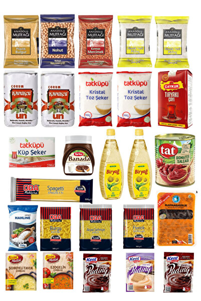 hahline herşey Ramazan erzak paketi kumanya yardım kolisi 26 parça ürün 18 kg
