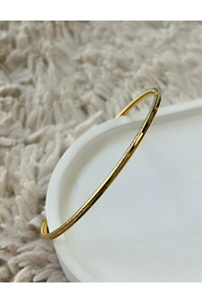 Lume Store Kadın 18 Ayar Altın Kaplama Tırtıklı Ince Ajda Ray 66mm 1adet Bilezik