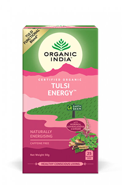Organic India Ceai Tulsi Energy, Amestec Adaptogen Energizant , 25 plicuri
