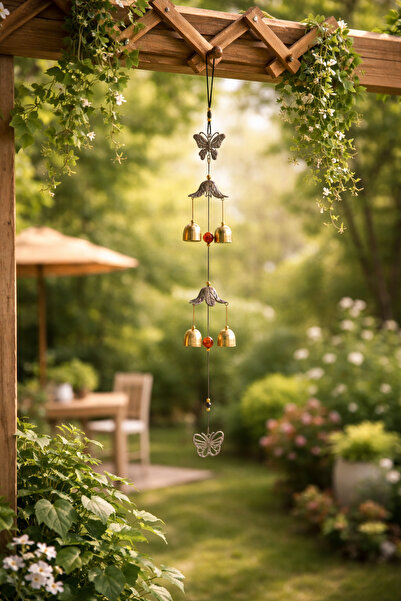 seymenbıçakçılık 2'li Kapı Rüzgar Çanı Kelebekli