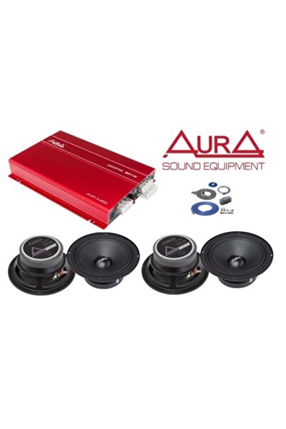 AURA Fireball AMP A455, 4 channels, 300W + SM A654 midrange car speakers + Ca...