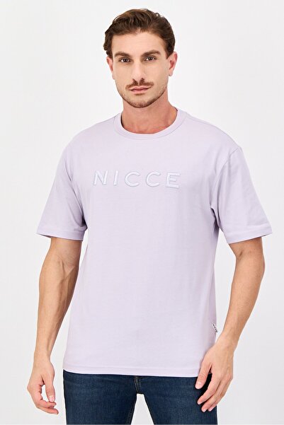 Nicce Men Crew Neck Short Sleeve Embroidered Logo T-Shirts, Lilac