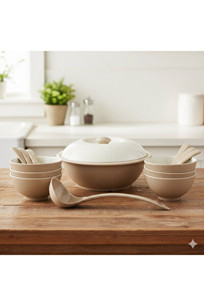 casa rosa Premium 15-piece melamine soup set for 6 people, microwave and dish...