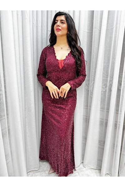 Rosina Black sequined lace evening dress