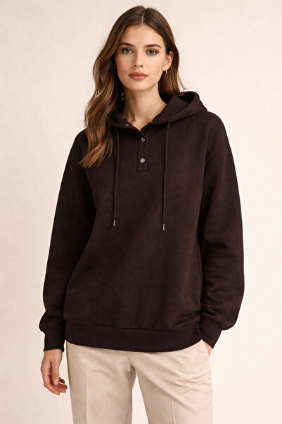 Kirazgym Three-Thread Sweat Collar with Snap Buttons - Brown