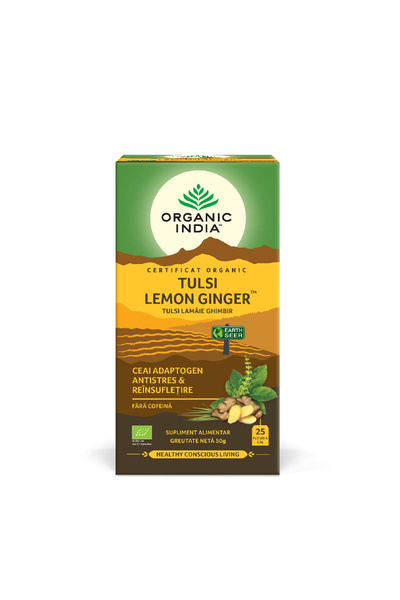 Organic India Ceai Tulsi (Busuioc Sfant) cu Lamaie si Ghimbir Antistres Reins...