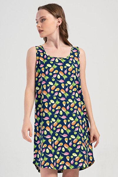 VİENETTA Women's Fruit Patterned Thick Strap Nightgown Tunic C2T1N2904