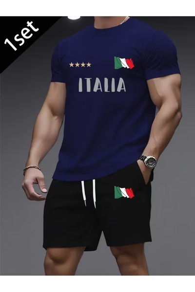 PAVRO Unisex Oversize Shorts Set Top and Bottom Two-Piece Comfortable Starry ...