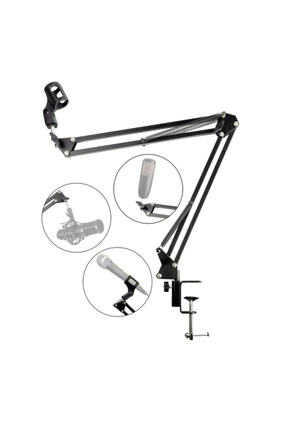 Forzacase Masaüstü 360 Derece Ayarlanabilir Akrobatik Mikrofon Tutucu Stand -...