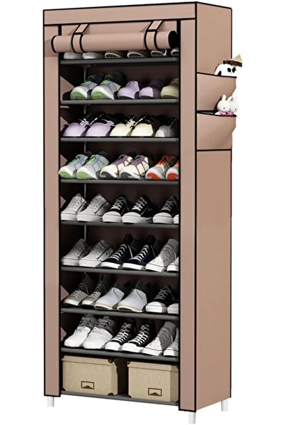 Generic 9-Tier Shoe Rack Canvas Shoe Storage Cabinet for 45 Pairs Shoes