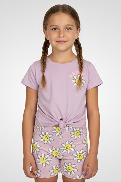 Freestyle Kids Girl 4Pcs Graphic Print T-Shirt And Shorts Set, Multicolor