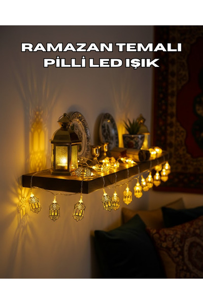 Genel Markalar Pilli Altın Renkli Ramazan Işıkları Dekoratif LED Zincir