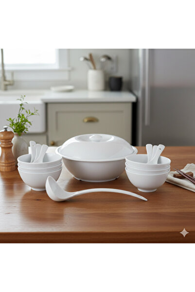 casa rosa Premium 15-piece melamine soup set for 6 people, microwave and dish...