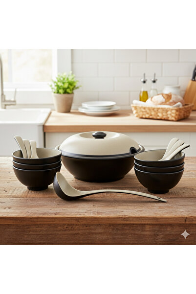 casa rosa Premium 15-piece melamine soup set for 6 people, microwave and dish...