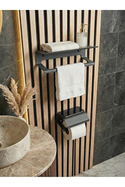 Havluluk & Wc Kağıtlık Metal Set I Yapışkan Aparatı I Vida