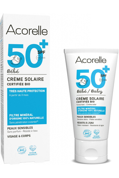 Acorelle BIO sunscreen cream for babies SPF50, fragrance-free