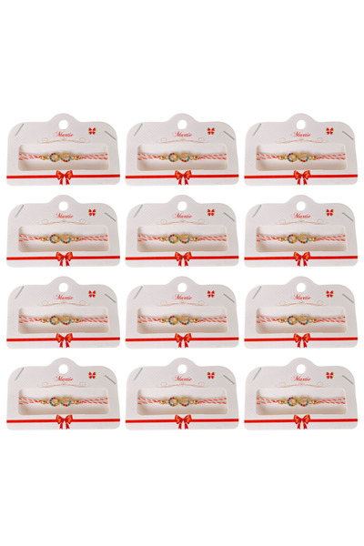 HYVESTO Martisor Bracelets Set of 12 Pieces Infinity Crystals White Red Adjus...