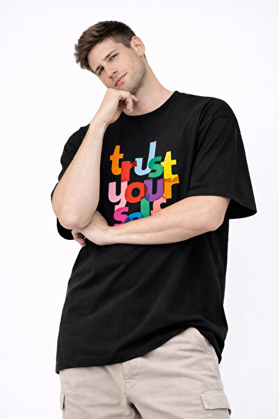 Me&On WEAR تي شيرت مطبوع عليه شعار تحفيزي 100% قطن قصة فضفاضة للجنسين - YesYo...