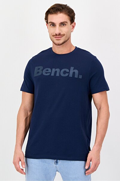 BENCH Men Crew Neck Short Sleeve Brand Logo T-Shirt, Navy