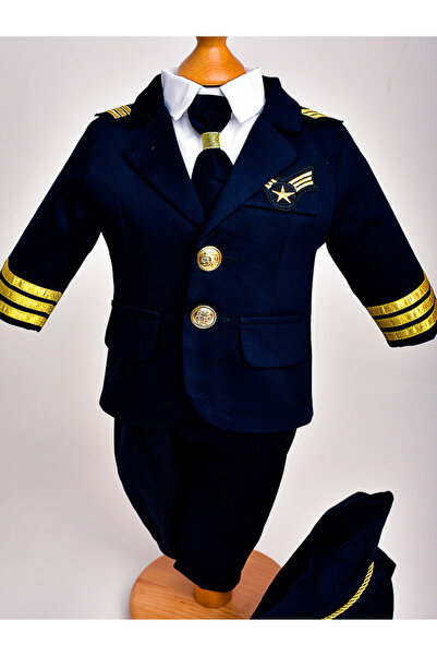 Licurici Bebe Costum Botez și Aniversare Băieți "Micul Pilot" cu Bască Inclus...