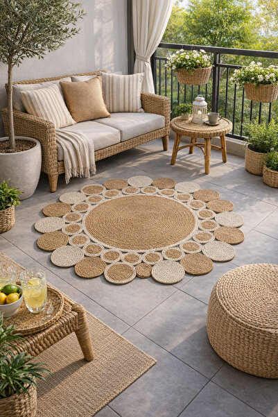 Halımax Salda JUT01 Hasır Çift Taraflı Yıkanabilir Jüt Kilim Mutfak Banyo Kor...