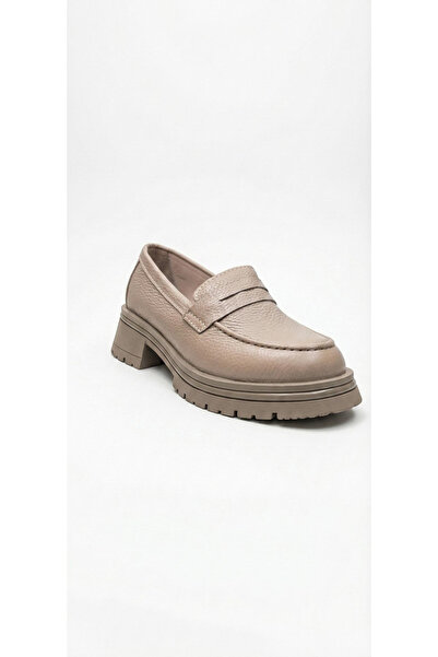 Ustalar Ayakkabı Çanta Beige Women's Genuine Leather Shoes 628.5542