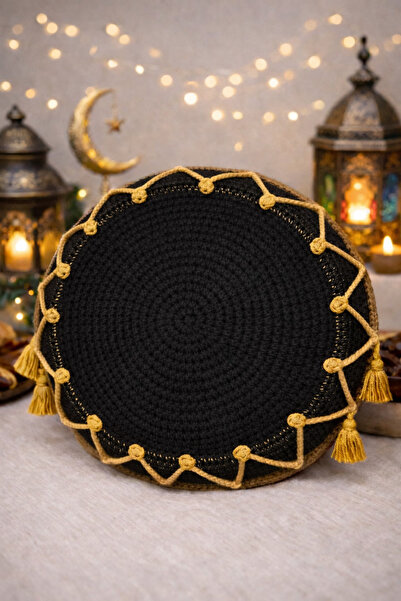 Günebakan Tığişi Ramadan Drum Throw Pillow - Black