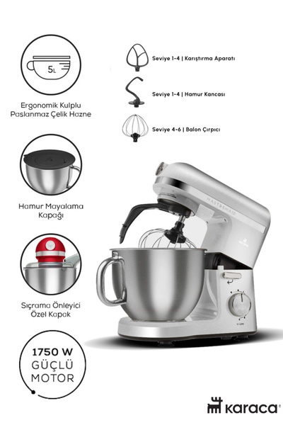 Allians 5 Litre Yoğurma Mikseri, Güçlü ve Pratik Premim Mikser