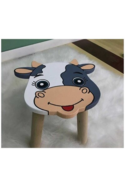 Yonga Sanat Atölyesi Montessori Çocuk Taburesi, inek motifli tabure
