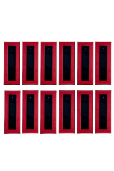 OricareFain Set of 12 Boxes for Martisor Brooches, 4.5x12 cm, Red