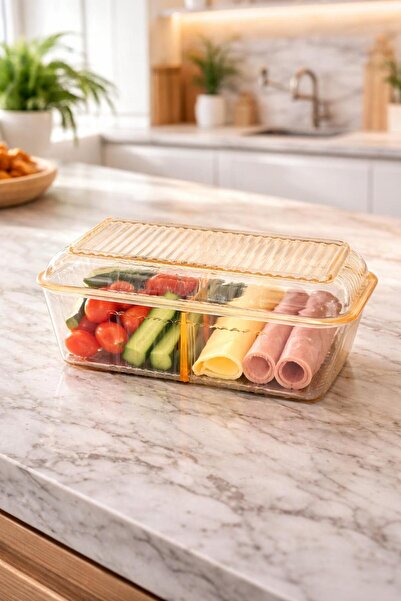 YzHome 6-Piece Mica Compartment Storage Container with Lid Breakfast Butter