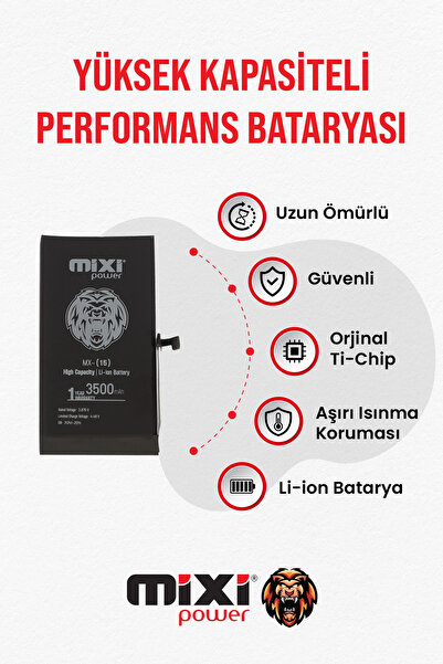 mixipower iPhone 11 Uyumlu Yüksek Kapasiteli Batarya, Pil Sağlığı Yüzdesi Gös...