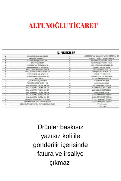 hahline herşey Ramazan erzak paketi kumanya yardım gıda kolisi mega 45 parça ürün