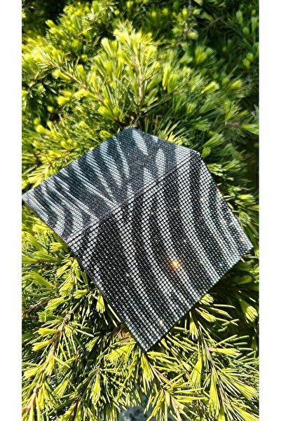 GARDENAUTO Crystal Stone Shiny License Plate Zebra Pattern Black Gray White S...