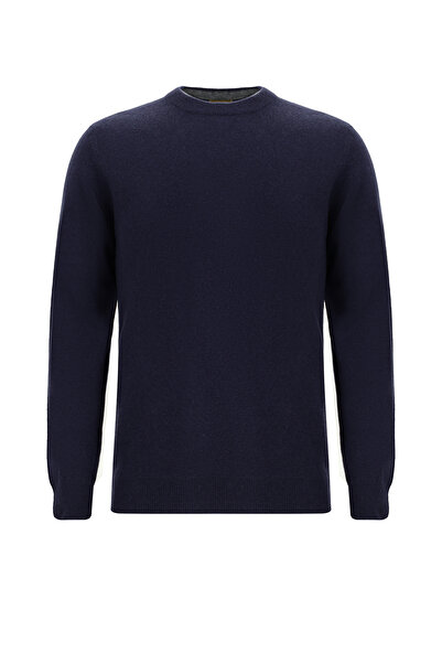 Abdullah Kiğılı سترة تريكو إيطالية بياقة دائرية وقصة عادية مصنوعة من الصوف وا...