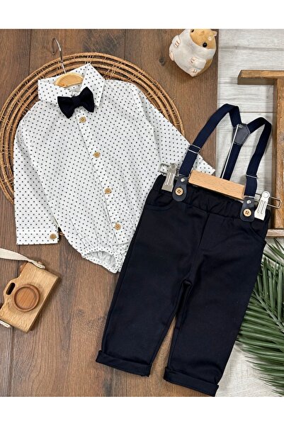 BEBENDY Askı Kemerli Papyonlu Alttan Çıtçıtlı Erkek Bebek Takım