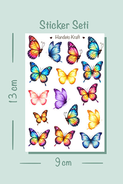 Handeto Kraft Butterfly Themed Sticker Set Decal Scrapbook Bullet Journal Lab...