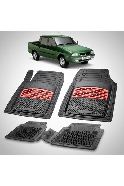 TEAMCAR Covorașe tip tavă compatibile cu Dacia 1304 Pick-up Double Cab, Roșu