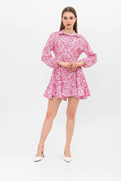 Swass Pink Patterned Mini Shirt Dress