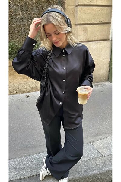 Swass    Black Satin Shirt