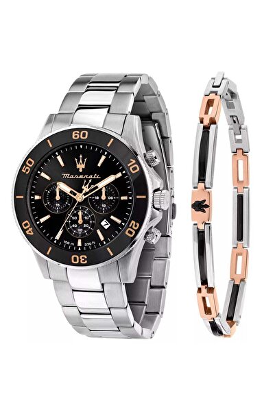 Maserati Men’s Competizione Black Dial Stainless Steel Band SET Watch