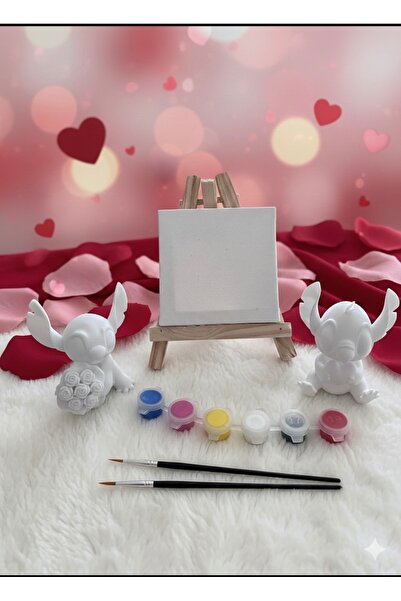 Ems Takı Aksesuar 10x10cm Tuval+Şövale Büyük Boy Buketli Figür&Kalpli Figür S...