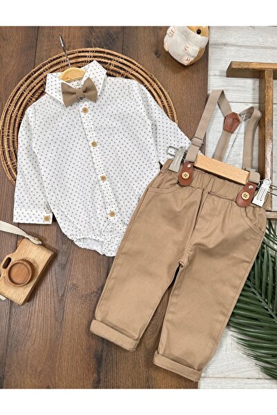 BEBENDY Baby Boy and Child Shirt and Pants Set with Suspender Belt and Bow Tie