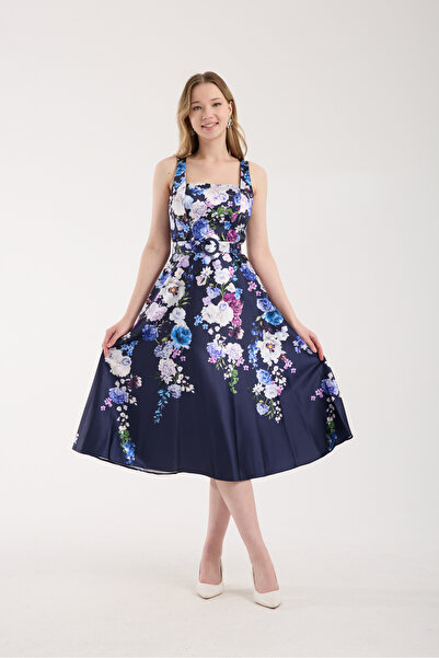 Stylish Stylish elegant navy satin dress