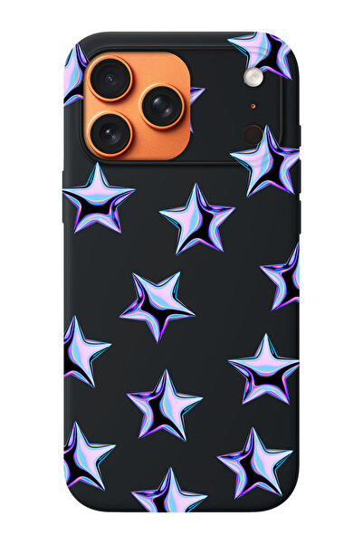 shoptocase iPhone 17 Pro Max Uyumlu Mor Yıldızlar Desenli İçi Süet Lansman Te...