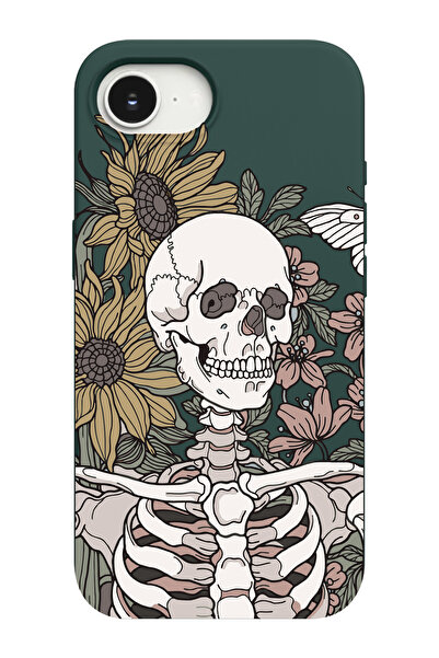 shoptocase iPhone 16E Compatible Flowers Skull Patterned Suede Inside Launch ...