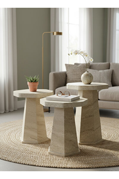 Living 3-Piece Octagon-Style Side Table Set – Modern Design