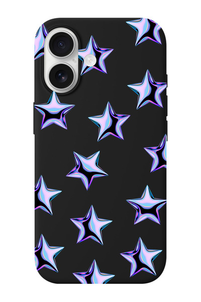 shoptocase iPhone 17 Mor Yıldızlar Desenli İçi Süet Lansman Telefon Kılıfı